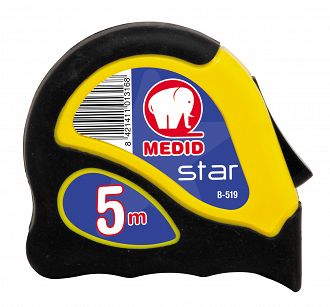 Miara zwijana STAR B, z przyciskiem blokowania, z klipsem, 8m/25mm MEDID B825