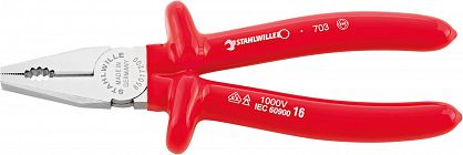 Szczypce uniwersalne VDE1000V L=180mm; chrom./izolow. 6501 7 180 STAHLWILLE 65017180