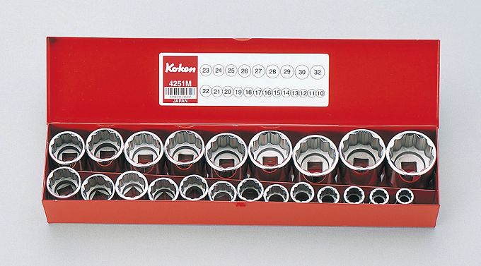 Zestaw nasadek w kasecie 18 części KOKEN