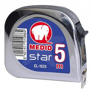 Miara zwijana STAR, chromowana, obudowa ABS, 3m/13mm MEDID CL1313