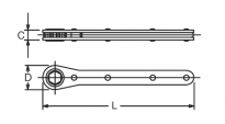 Klucz oczkowy z grzechotką i przełącznikiem HEX 10 mm, 6-kątny, dł. 125mm KOKEN - 2