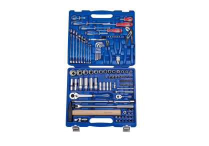 Zestaw narzędzi, nasadki, bity, wkrętaki śrubokręty , klucze, szczypce, młotek, latarka 110cz. w walizce KING TONY 7010MR