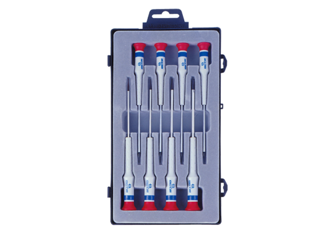 Zestaw wkrętaków śrubokrętów precyzyjnych 8cz. płaskie 1,0 - 4,0 x 75mm, pudełko KING TONY 32218MR