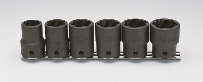 Zestaw nasadek wykrętaków do uszkodzonych śrub 1/2" 6szt. 17-25,4mm KOKEN
