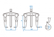 Ściągacz do łożysk 2-ramienny przesuwny, maks. śr. zew. 240mm KING TONY 7962B-10 - 2
