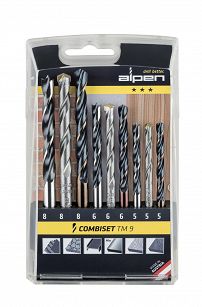 Kaseta TM9 metal/kamień/drewno 9-częściowa, po Ø 5.0| 6.0| 8.0mm, ZESTAW, Combiset ALPEN 0000802102100