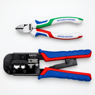 Zestaw szczypce boczne 160-wersja limitowana + zaciskarka do zagniatania złączy końcówek wtyków RJ 11 RJ 12 RJ 45 KNIPEX 145551