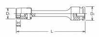 Nasadka udarowa sześciokątna z przegubem, extra długa 13mm KOKEN - 2
