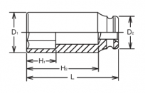 Nasadka udarowa 6-kątna półgłęgoka, cienkościenna 24mm KOKEN - 2