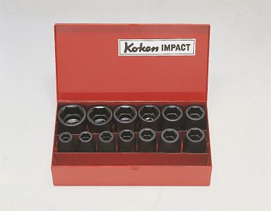 Zestaw nasadek udarowych 12-kątnych w kasecie 1/2" 13szt. KOKEN