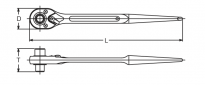 Grzechotka dwustronna ręczna z uchwytem SPUD bez zapadki 17x19mm KOKEN - 2