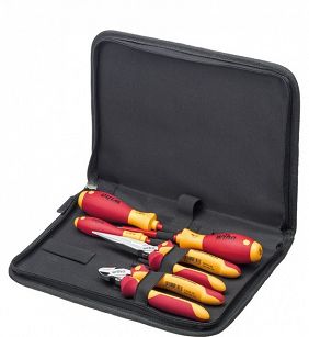 Zestaw narzedzi dla elektryków wkretaki śrubokręty, szczypce pólokragle, szczypce do ciecia bocznego, 5 cz. zestaw w torbie WIHA 26755