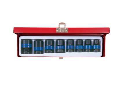 Zestaw nasadek udarowych 1/2" 8cz. krótkie 6-kąt. 10-24mm, kaseta KING TONY 4408MP