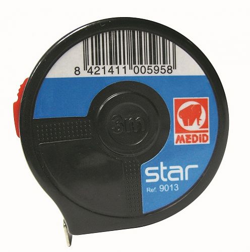 Miara zwijana Compacto, kompaktowa, średnica 5cm, 3m/13mm, z przyciskiem blokowania MEDID 9013