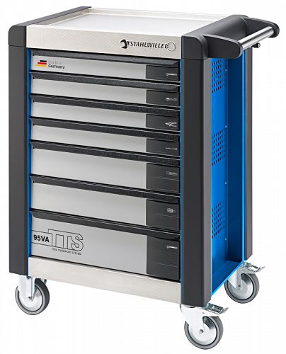 Wózek warsztatowy TTS 7-szufl. niebieski z Nakładkami, 1021x823x 497 mm; max obciążenie: 30kg na szufladę; 750 kg na Wózek 95/VA7 B STAHLWILLE 81200062