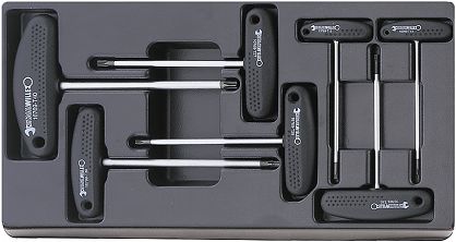 Zestaw ABS 1/3 wkręt.TORX T10-T40 z otw. prowadz. i Uchwytem typu T; 7-Częściowy ES 10769B/7 STAHLWILLE 96838129