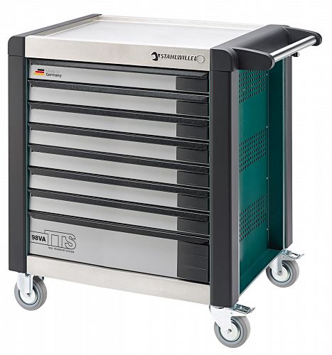 Wózek warsztatowy TTS 8-szuflad zielony z Nakładkami, 1000x1024x 652 mm; max obciążenie: 40kg na szufladę; 1400 kg na Wózek 98/VA8 G STAHLWILLE 81200109