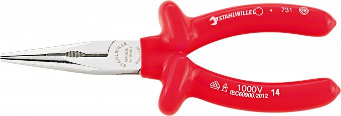 Szczypce półokr. z ostrz.tn.VDE1000V L=160mm; chrom./izolow. 6529 7 160 160 MM STAHLWILLE 65297160