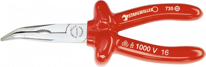 Szczypce półokr. odg.45st.VDE1000V 160mm z ostrz.tn.(radio/tel.); chrom./izolow. 6530 7 160 160 MM STAHLWILLE 65307160
