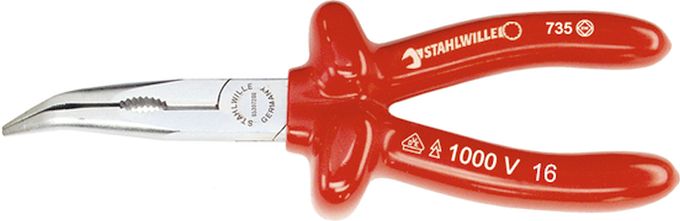 Szczypce półokr. odg.45st.VDE1000V 160mm z ostrz.tn.(radio/tel.); chrom./izolow. 6530 7 160 160 MM STAHLWILLE 65307160