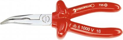 Szczypce półokr. odg.45st.VDE1000V 160mm z ostrz.tn.(radio/tel.); chrom./izolow. 6530 7 160 160 MM STAHLWILLE 65307160