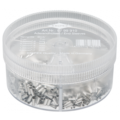Zestaw w pudełku z tulejkami kablowymi nieizolowanymi KNIPEX 97 99 910