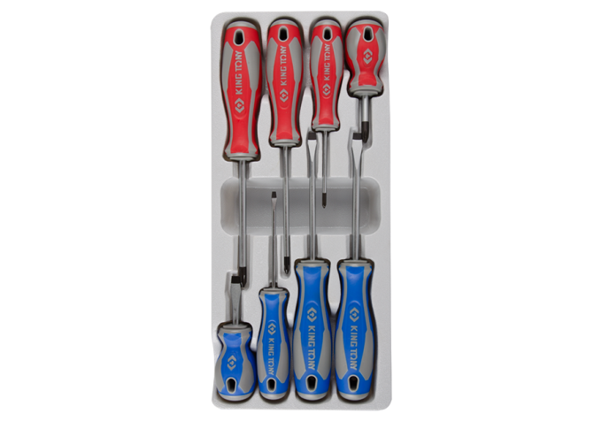 Zestaw wkrętaków śrubokrętów 8cz., krzyżak ph + płaskie, KING TONY 33108MR